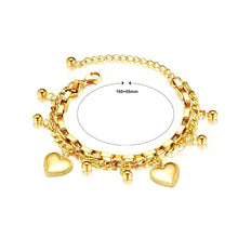 Load image into Gallery viewer, Fashion and Romantic Plated Gold Heart-shaped Titanium Steel Multi-layer Bracelet - Glamorousky