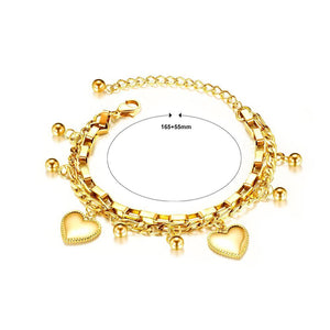 Fashion and Romantic Plated Gold Heart-shaped Titanium Steel Multi-layer Bracelet - Glamorousky