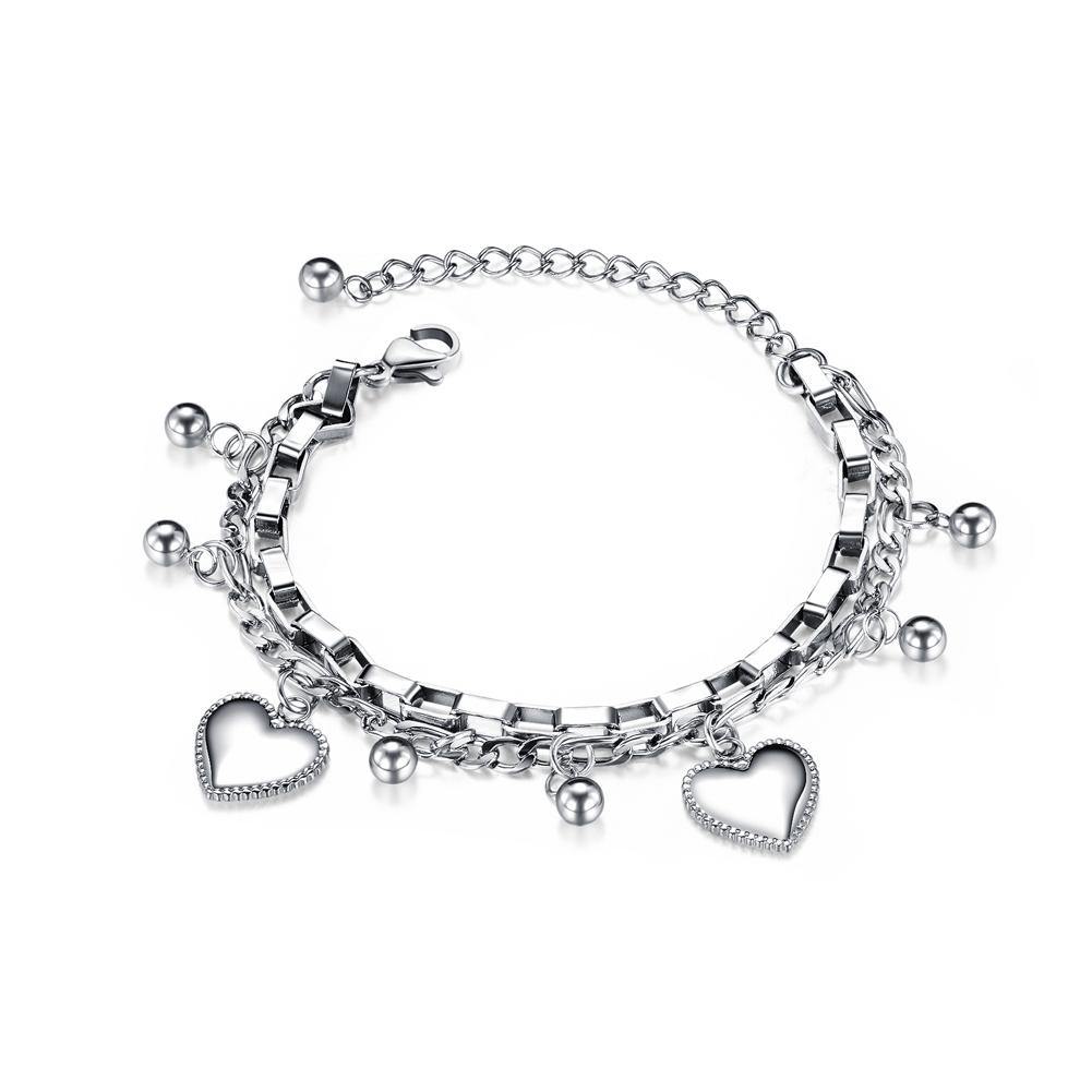 Fashion Romantic Heart-shaped Titanium Steel Multi-layer Bracelet - Glamorousky
