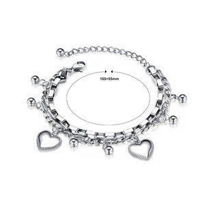 Fashion Romantic Heart-shaped Titanium Steel Multi-layer Bracelet - Glamorousky