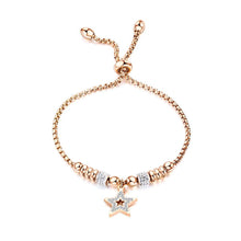 Load image into Gallery viewer, Simple and Bright Plated Rose Gold Stars and Round Beads Titanium Steel Bracelet with Cubic Zirconia - Glamorousky