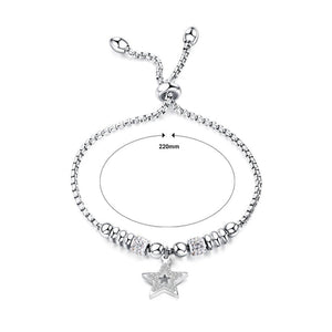 Simple Bright Star Round Bead Titanium Steel Bracelet with Cubic Zirconia - Glamorousky
