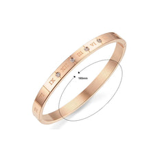 Load image into Gallery viewer, Fashion and Simple Plated Rose Gold Roman Numeral Titanium Steel Bangle with Cubic Zirconia - Glamorousky