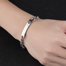 Load image into Gallery viewer, Simple and Fashion Geometric Strip Titanium Steel Bracelet with Blue Cubic Zirconia - Glamorousky