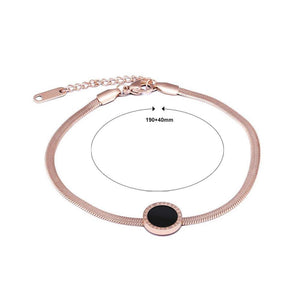 Simple and Fashion Plated Rose Gold Geometric Round Titanium Steel Bracelet - Glamorousky