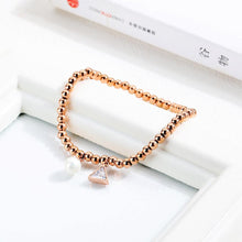 Load image into Gallery viewer, Elegant and Fashion Plated Rose Gold Titanium Steel Geometric Triangle Pearl Bracelet with Cubic Zirconia - Glamorousky
