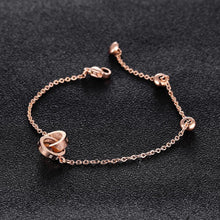 Load image into Gallery viewer, Simple and Fashion Plated Rose Gold Double Round Titanium Steel Bracelet - Glamorousky