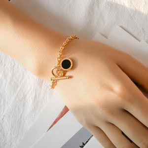 Fashion Simple Plated Rose Gold Geometric Round Titanium Steel Bracelet - Glamorousky