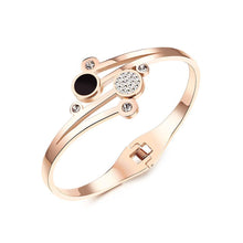 Load image into Gallery viewer, Fashion and Elegant Plated Rose Gold Geometric Round Titanium Steel Bangle with Cubic Zirconia - Glamorousky