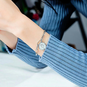 Fashion Simple Elizabeth Coin Titanium Steel Bracelet - Glamorousky