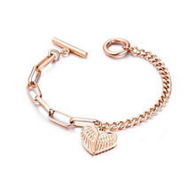 Load image into Gallery viewer, Simple Romantic Plated Rose Gold Heart-shaped Titanium Steel Bracelet - Glamorousky