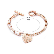 Load image into Gallery viewer, Simple Romantic Plated Rose Gold Heart-shaped Titanium Steel Bracelet - Glamorousky