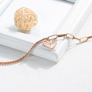 Simple Romantic Plated Rose Gold Heart-shaped Titanium Steel Bracelet - Glamorousky