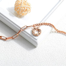 Load image into Gallery viewer, Simple and Romantic Plated Rose Gold Heart-shaped Round Titanium Steel Bracelet with Cubic Zirconia - Glamorousky