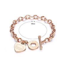 Load image into Gallery viewer, Fashion and Sweet Plated Rose Gold Heart-shaped Bible Titanium Steel Bracelet - Glamorousky