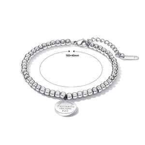 Fashion Simple Round Brand Round Bead Titanium Steel Bracelet - Glamorousky