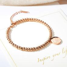 Load image into Gallery viewer, Fashion and Simple Plated Rose Gold Round Card Round Bead Titanium Steel Bracelet - Glamorousky