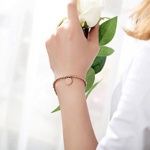 Fashion and Simple Plated Rose Gold Round Card Round Bead Titanium Steel Bracelet - Glamorousky