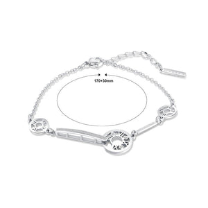 Simple and Fashion Roman Numeral Circle Titanium Steel Bracelet with Cubic Zirconia - Glamorousky