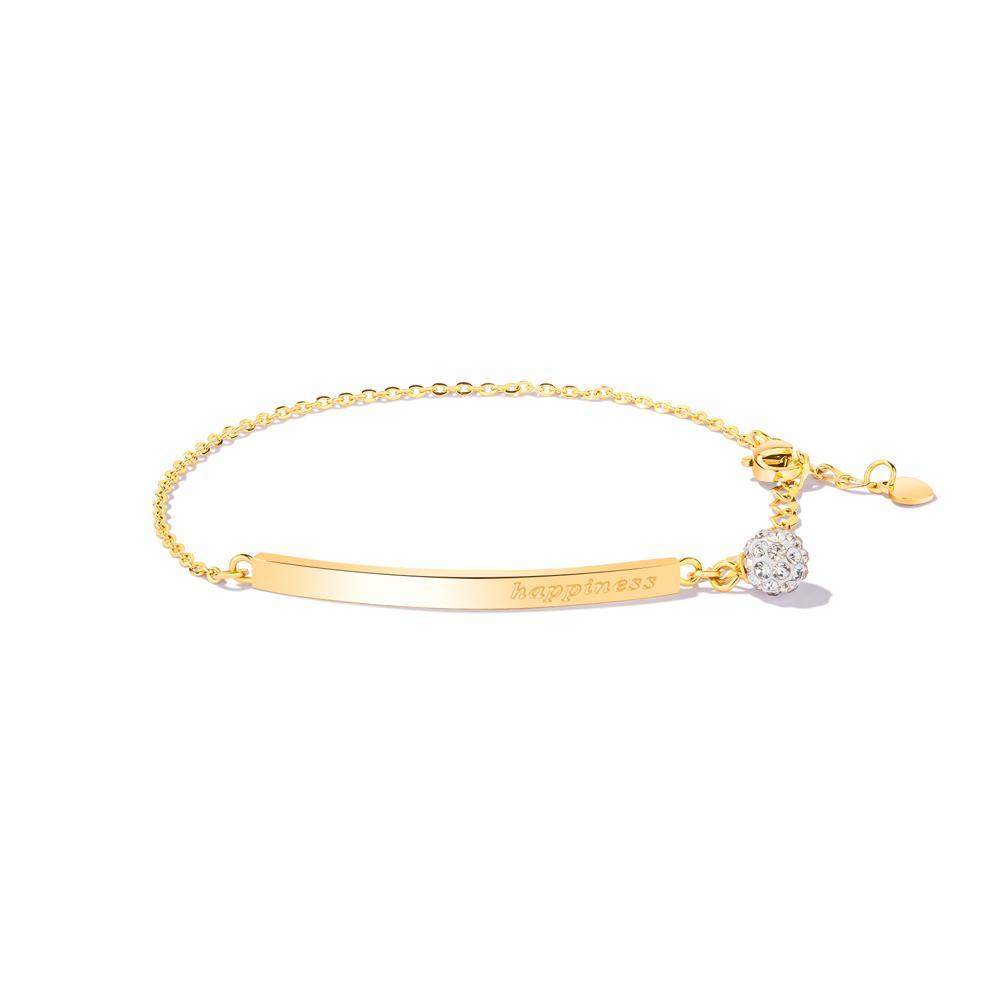 Fashion Simple Plated Gold Geometric Rectangular Round Titanium Steel Bracelet with Cubic Zirconia - Glamorousky