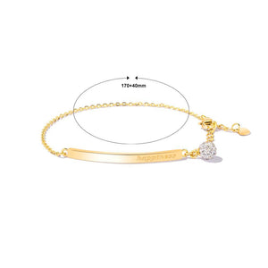 Fashion Simple Plated Gold Geometric Rectangular Round Titanium Steel Bracelet with Cubic Zirconia - Glamorousky