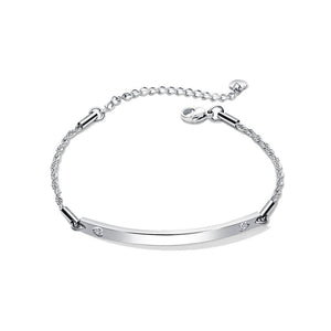 Simple Fashion Geometric Horizontal Titanium Steel Bracelet with Cubic Zirconia - Glamorousky