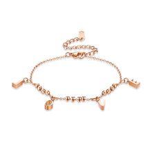 Load image into Gallery viewer, Simple and Romantic Plated Rose Gold LOVE Round Bead Titanium Steel Bracelet - Glamorousky