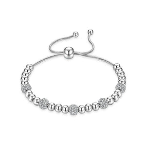 Elegant Fashion Geometric Round Bead Cubic Zirconia Titanium Steel Bracelet - Glamorousky