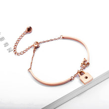 Load image into Gallery viewer, Fashion and Simple Plated Rose Gold Love Heart Lock Titanium Steel Bracelet - Glamorousky
