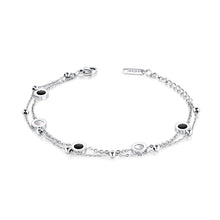 Load image into Gallery viewer, Simple and Elegant Black and White Shell Geometric Round Double Titanium Steel Bracelet - Glamorousky