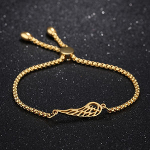 Simple Fashion Plated Gold Hollow Feather Titanium Steel Bracelet - Glamorousky