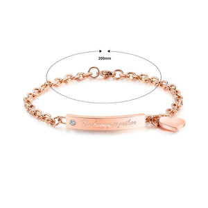 Fashion and Simple Plated Rose Gold Geometric Heart-shaped Titanium Steel Bracelet with Cubic Zirconia - Glamorousky
