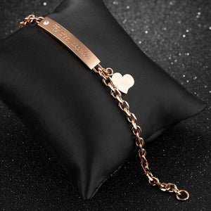 Fashion and Simple Plated Rose Gold Geometric Heart-shaped Titanium Steel Bracelet with Cubic Zirconia - Glamorousky