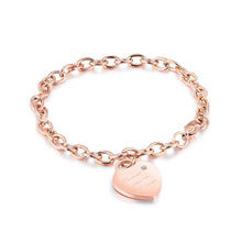 Load image into Gallery viewer, Fashion and Romantic Plated Rose Gold Heart-shaped Titanium Steel Bracelet with Cubic Zirconia - Glamorousky