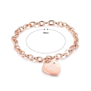 Fashion and Romantic Plated Rose Gold Heart-shaped Titanium Steel Bracelet with Cubic Zirconia - Glamorousky