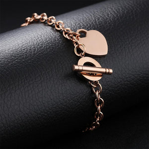 Simple Romantic Heart-shaped Titanium Steel Bracelet - Glamorousky