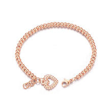 Load image into Gallery viewer, Fashion Tempered Plated Rose Gold Heart-shaped Round Titanium Bracelet - Glamorousky
