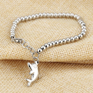 Fashion Simple Dolphin Round Bead Titanium Steel Bracelet - Glamorousky