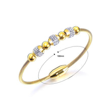 Load image into Gallery viewer, Fashion Simple Plated Gold Geometric Round Cubic Zirconia Titanium Bangle - Glamorousky