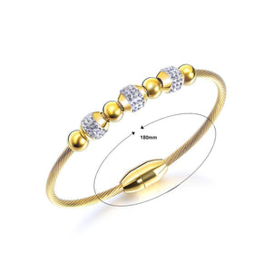 Fashion Simple Plated Gold Geometric Round Cubic Zirconia Titanium Bangle - Glamorousky