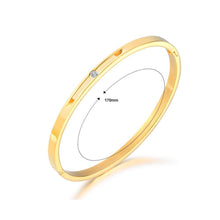 Load image into Gallery viewer, Fashion and Fashion Plated Gold Geometric Round Titanium Steel Bangle with Cubic Zirconia - Glamorousky