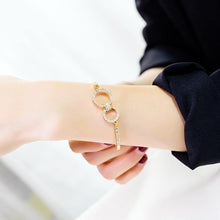 Load image into Gallery viewer, Simple and Fashion Plated Gold Number 8 Bracelet with Cubic Zirconia - Glamorousky