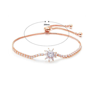 Simple and Brilliant Plated Rose Gold Star Bracelet with Cubic Zirconia - Glamorousky