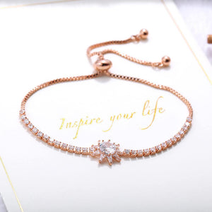 Simple and Brilliant Plated Rose Gold Star Bracelet with Cubic Zirconia - Glamorousky