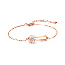 Load image into Gallery viewer, Simple and Elegant Plated Rose Gold Flower Cubic Zirconia Bracelet - Glamorousky