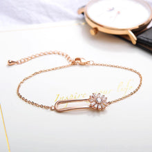 Load image into Gallery viewer, Simple and Elegant Plated Rose Gold Flower Cubic Zirconia Bracelet - Glamorousky