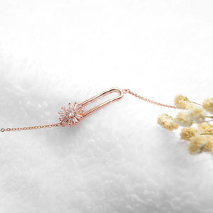 Simple and Elegant Plated Rose Gold Flower Cubic Zirconia Bracelet - Glamorousky