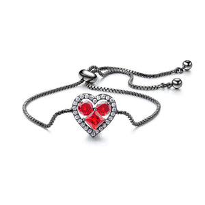 Simple Romantic Red Cubic Zirconia Heart Bracelet - Glamorousky