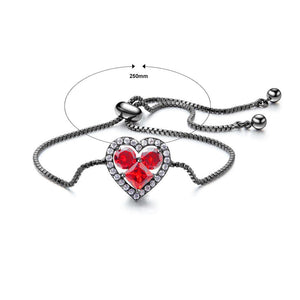 Simple Romantic Red Cubic Zirconia Heart Bracelet - Glamorousky