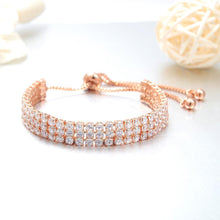 Load image into Gallery viewer, Elegant and Brilliant Plated Rose Gold Geometric Cubic Zirconia Bracelet - Glamorousky
